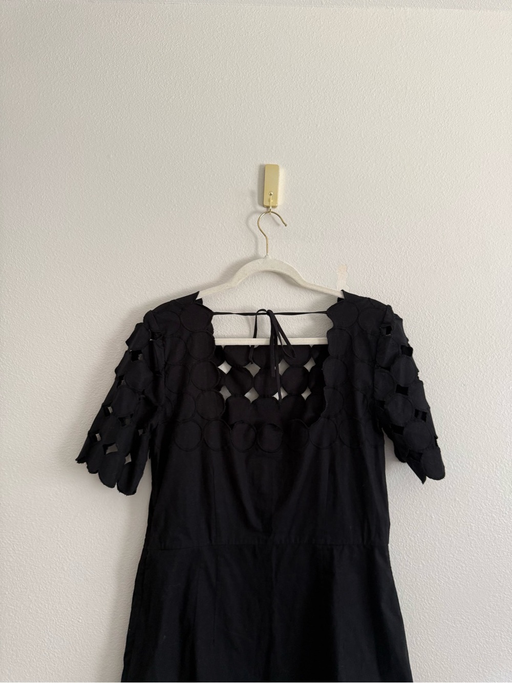 Anthropologie Cutwork Mini Shift Dress in black women’s Sz 12 NWT - Picture 7 of 10
